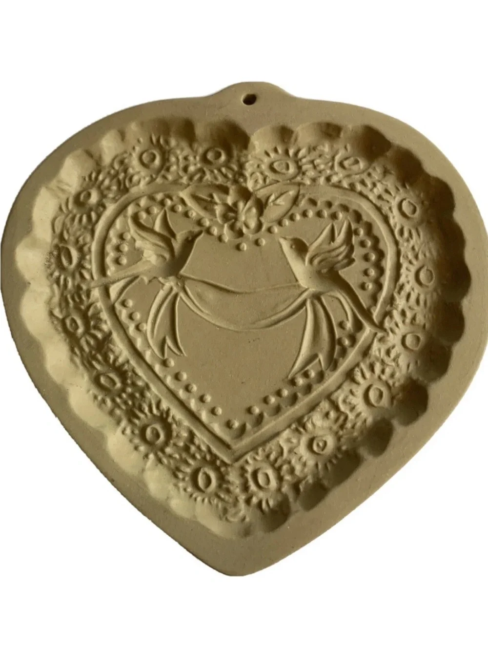 Vintage Brown Bag Hill Design 1985 Victorian Heart Cookie Mold Floral Heart Dove